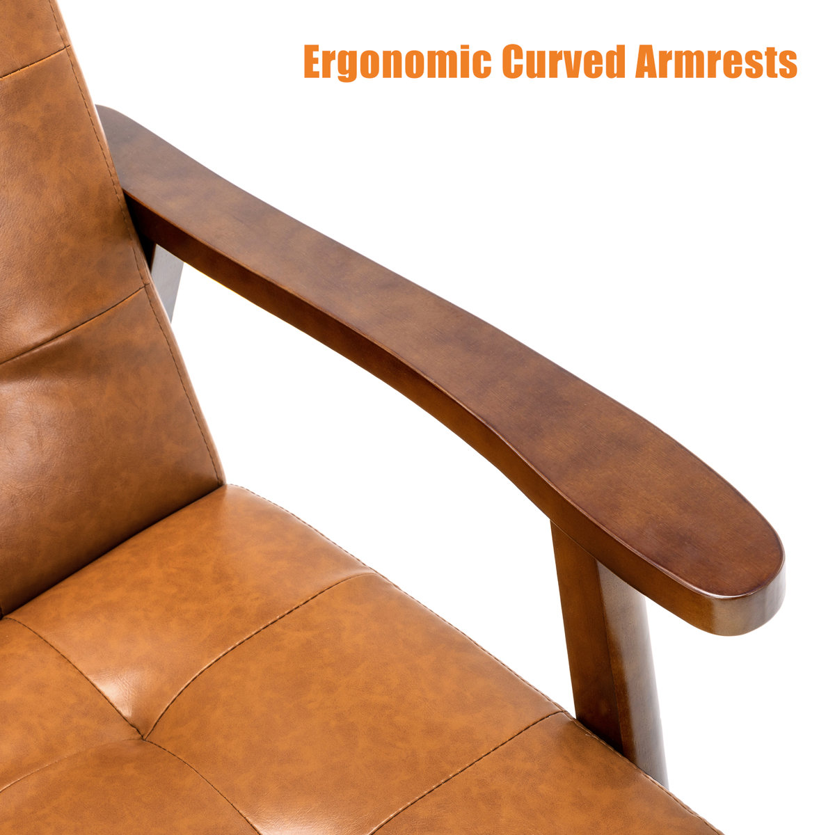 Havva 21.65'' Wide Tufted Artificial Leather Mid-Century Modern Armchair